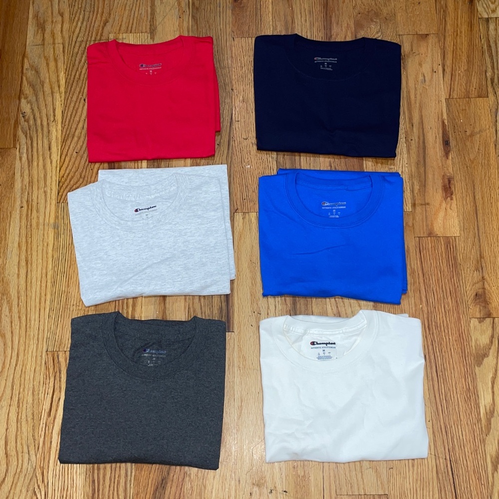 NEW 6 Pack Champion Men's Heavyweight Short Sleeve Crew Neck Tag Free T-Shirt  M